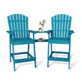 thumbnail image 1 of Outdoor Bar Height Adirondack Chairs with Connecting Tray, Set of 2 Balcony Chairs for Deck, Patio, Backyard, High Adirondack Chairs with Umbrella Hole, 1 of 8