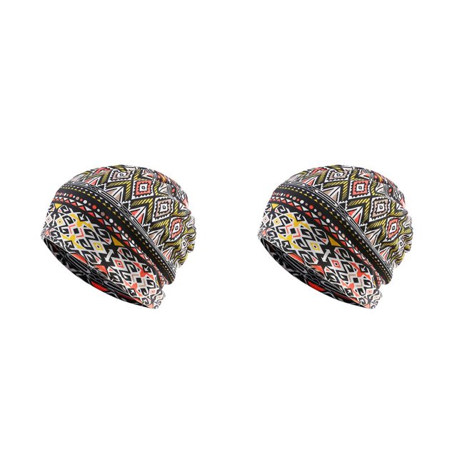 Decodeary Bonnet Hijab Turban Ajustable Couvre-Chef Mode Protection des Oreilles Bandeau Accessoires Cheveux Perte Bonnet Losange Jaune 2ensemble