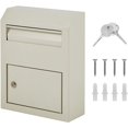 thumbnail image 1 of Wall Mount Locking Mailbox for Outside - Steel Security Mailbox with Key Lock and Mail Slot - 12 x 4.5 x 15 Inch Post Box for Home and Office - White, 1 of 6