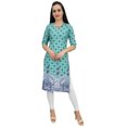 thumbnail image 3 of Bimba Tunique Imprimée pour Femme Kurti Kurta en Georgette Verte Blouse Indienne Longue-24, 3 of 4