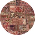 thumbnail image 1 of Ahgly Company Tapis d'Intérieur Ronds Abstraits Brun Rouge Patchwork, 4 Pieds Rond, 1 of 6
