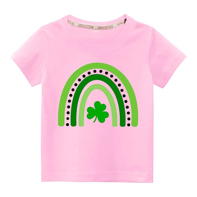MeetoTime T-Shirts Décontractés à Manches Courtes Imprimés pour la Saint-Patrick pour Garçons et Filles, Chandails à Col Rond pour Enfants