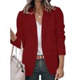 thumbnail image 1 of Innerwin Blazers Solid Color Women Cardigan Jacket Work Shawl Neck Slim Fit Business Jackets Claret S, 1 of 7
