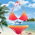 thumbnail image 4 of CEHVOM Ladies Vacation Beach Split Print Stitching Swimsuit Bikini Swimsuit, 4 of 6