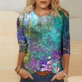 thumbnail image 2 of EQWLJWE Blouses à Manches Longues pour Femmes Hauts pour Femmes Liquidation T-shirt Imprimé de Mode pour Femmes Blouse à Manches 3/4 Col Rond Hauts Décontractés, 2 of 5