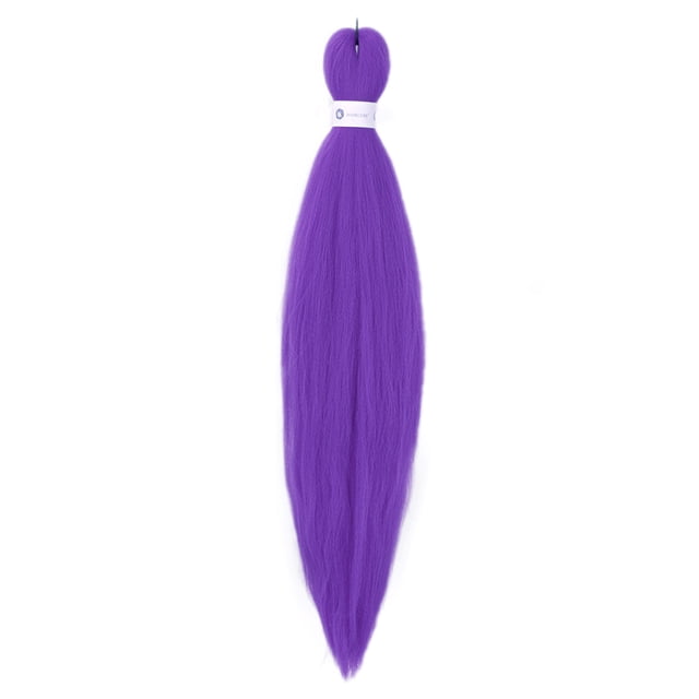 Amdohai Jumbo Braid Hair 26inch Synthetic Fiber Hair Extensions in a vibrant purple color. The smooth, soft, and silky texture is designed for comfortable wear and can be reused. Suitable for various braiding styles such as Box Braids, Twists, and Dreadlocks. The synthetic fibers feature a natural gradient color effect, blending seamlessly with natural hair. Packaged as a single bundle, approximately 70 cm in length.