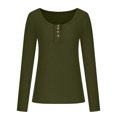 thumbnail image 3 of AherBiu Hauts à Manches Longues pour Femmes, Côtelés, Extensibles, Ajustés, Col Rond, Couche de Base, T-Shirts, Tunique, Chemisier, 3 of 7