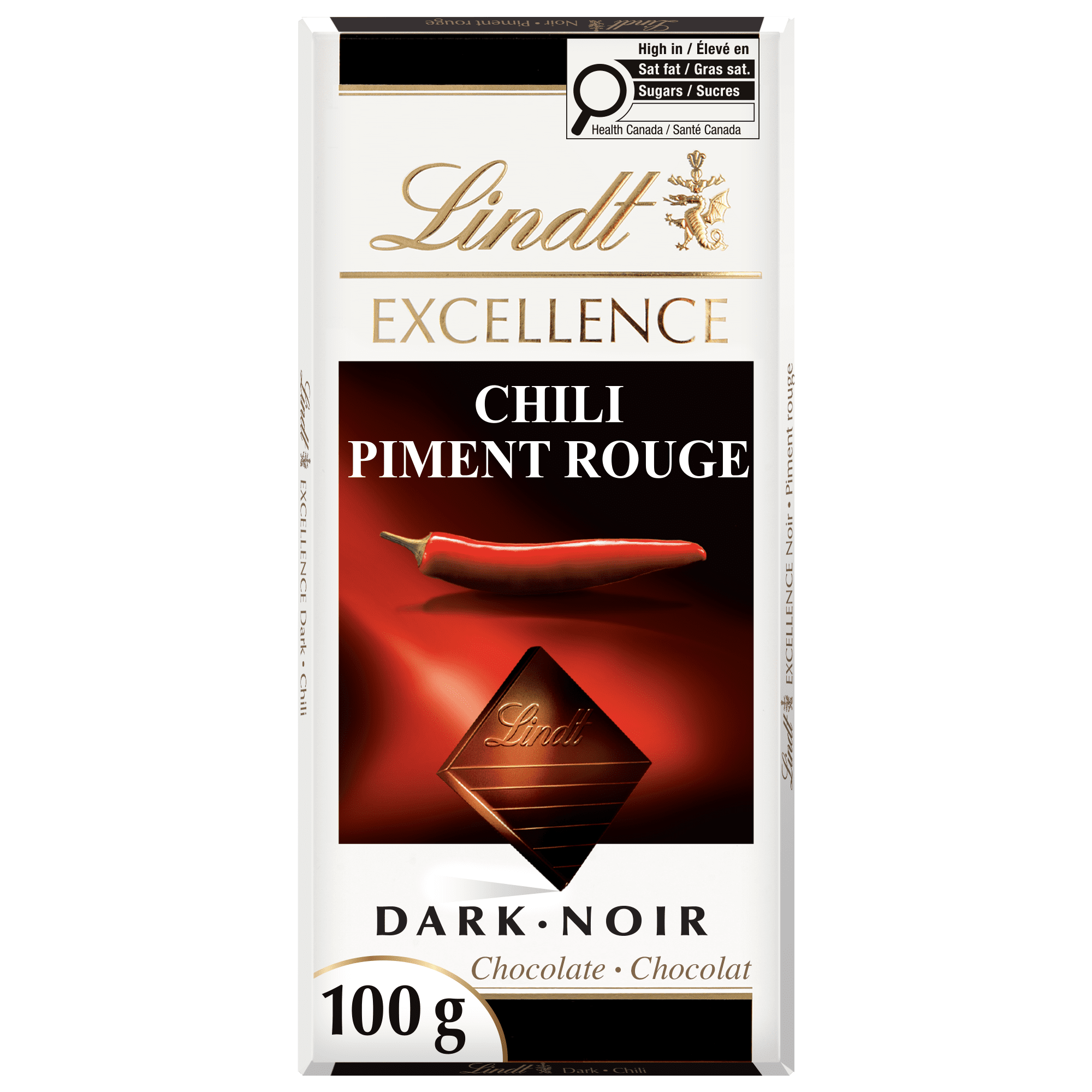 Lindt EXCELLENCE Chili Dark Chocolate Bar, 100 Grams