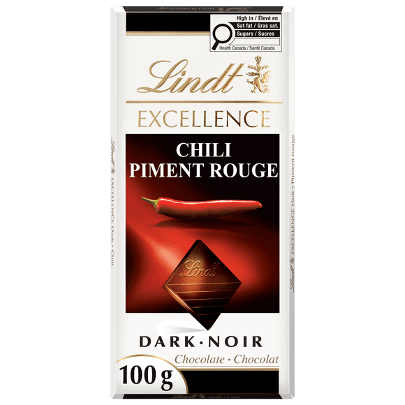 Lindt EXCELLENCE Chili Dark Chocolate Bar, 100 Grams