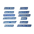 thumbnail image 1 of Hearth & Gear 12 Pack Of Toolbox Labels 3D Printed Labels General Organize Reusable For Steel Toolboxes Carts Drawers And Cabinets Panel Saw 5mm Screwdriver Car Necessities for Men Cmcd700 Cgrtmt3 #1, 1 of 4