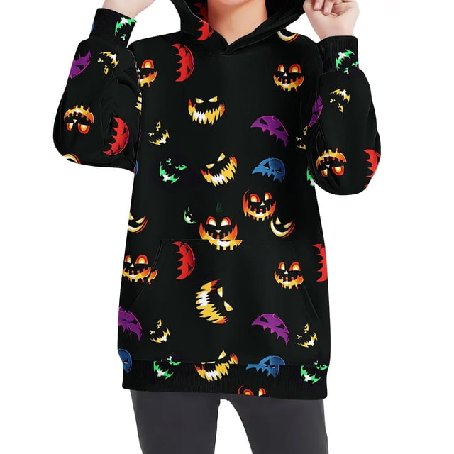 Birdeem Chandails à Manches Longues pour Filles Col Ras du Cou Chandail à Capuchon Surdimensionné Mode pour Enfants Chandail à Manches Longues à Enfiler Hauts 4-14 Ans pour Filles et Garçons