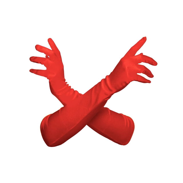 Gravity Threads Gants d'Opéra en Satin pour Femmes 18 Pouces Rouge