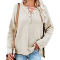 thumbnail image 3 of Femmes Veste Manches Longues V Cou Bouton Tricot Pull Pulls Pulls Décontractés, 3 of 4