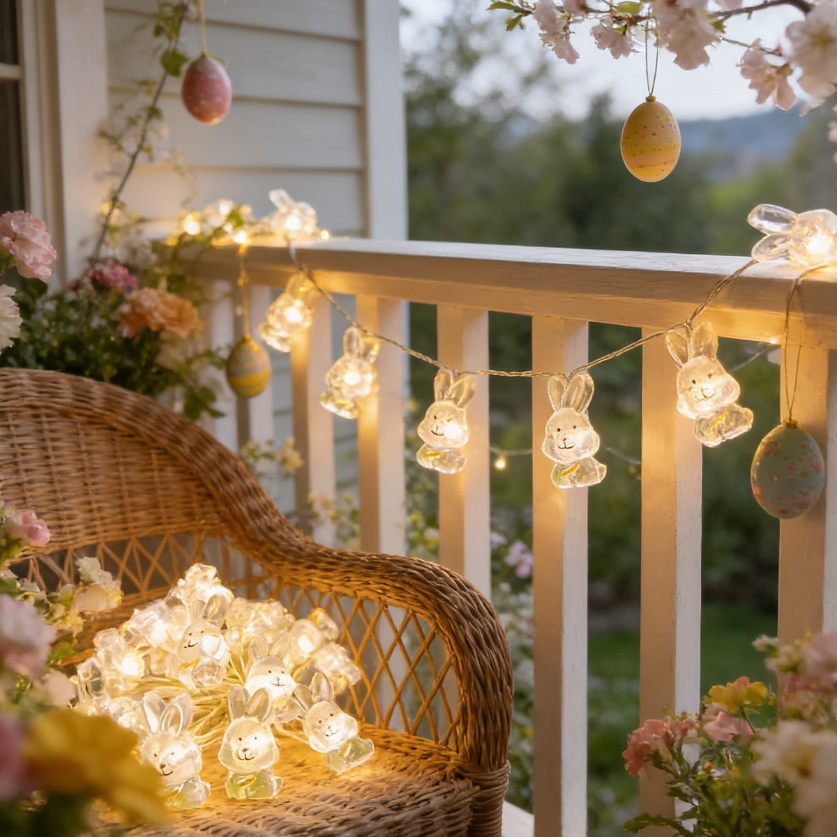 Rabbit Led String Lights with Battery Box | 20 Led Bunny Fairy Lights | Soft Glow Indoor Decorative Lighting for Bedroom, Wedding, Party, Holiday, and Festival Decoration | Plastic Wire Lights
