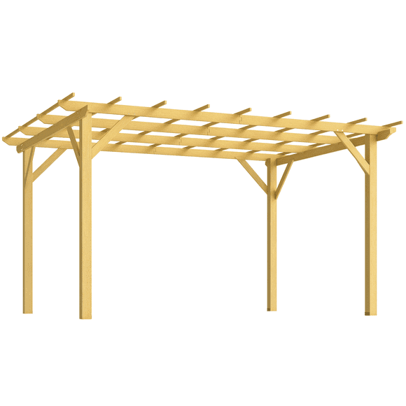 Outsunny 10' x 13' Pergola, Fir Wood Gazebo Grape Trellis, Nature Wood