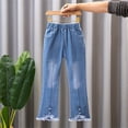 thumbnail image 2 of QIPOPIQ 2-13T Toddler Little Girls Distressed Embroidered Jeans Denim Pants Clearance, 2 of 7