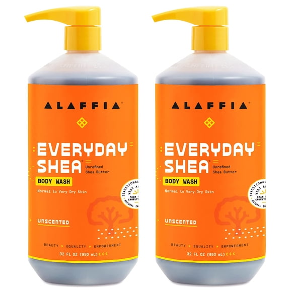 Alaffia Gel Douche Quotidien au Karité, Aide Naturellement à Hydrater et à Nettoyer Sans Enlever les Huiles Naturelles avec Beurre de Karité Équitable, Neem et Huile de Coco,