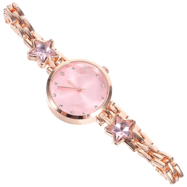 Delicate Pink Quartz Women Watch with Rhinestone Design for Timekeeping and Accessories 1 pc