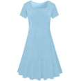 thumbnail image 4 of Robe d'Été pour Femme à Encolure Carrée, Mignonne, à Manches Courtes, Taille Haute, Robes Décontractées Évasées Ligne A, à Volants, Bleu Pâle, S, 4 of 6
