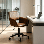 Homy Casa Brown Home Office Chair, Faux Suede 360° Swivel Task Chair with Arms, Height Adjustment and Rolling Base
