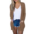 thumbnail image 1 of AherBiu Womens Cardigan Tops Long Sleeve Open Front Mid-Long Outwear with Pockets Spring Clothes, 1 of 6