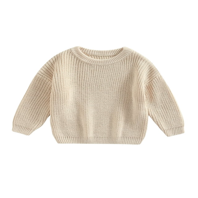 Chandail Tricoté pour Tout-Petit Fille Garçon, Blouse Chandail, Chandail Molletonné Chaud à Col Rond, Manches Longues