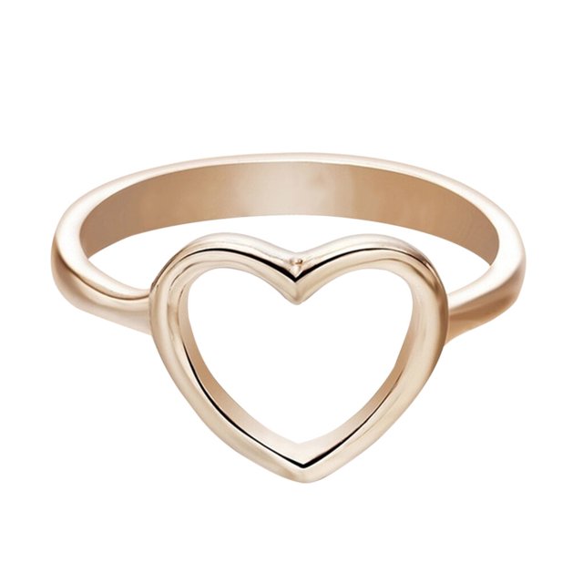 Xingzhi Bague pour Femme en Alliage Ajourée en Forme de Cœur, Bague à Joint Ajustable, Accessoires de Bijoux pour Femme Fille, Or