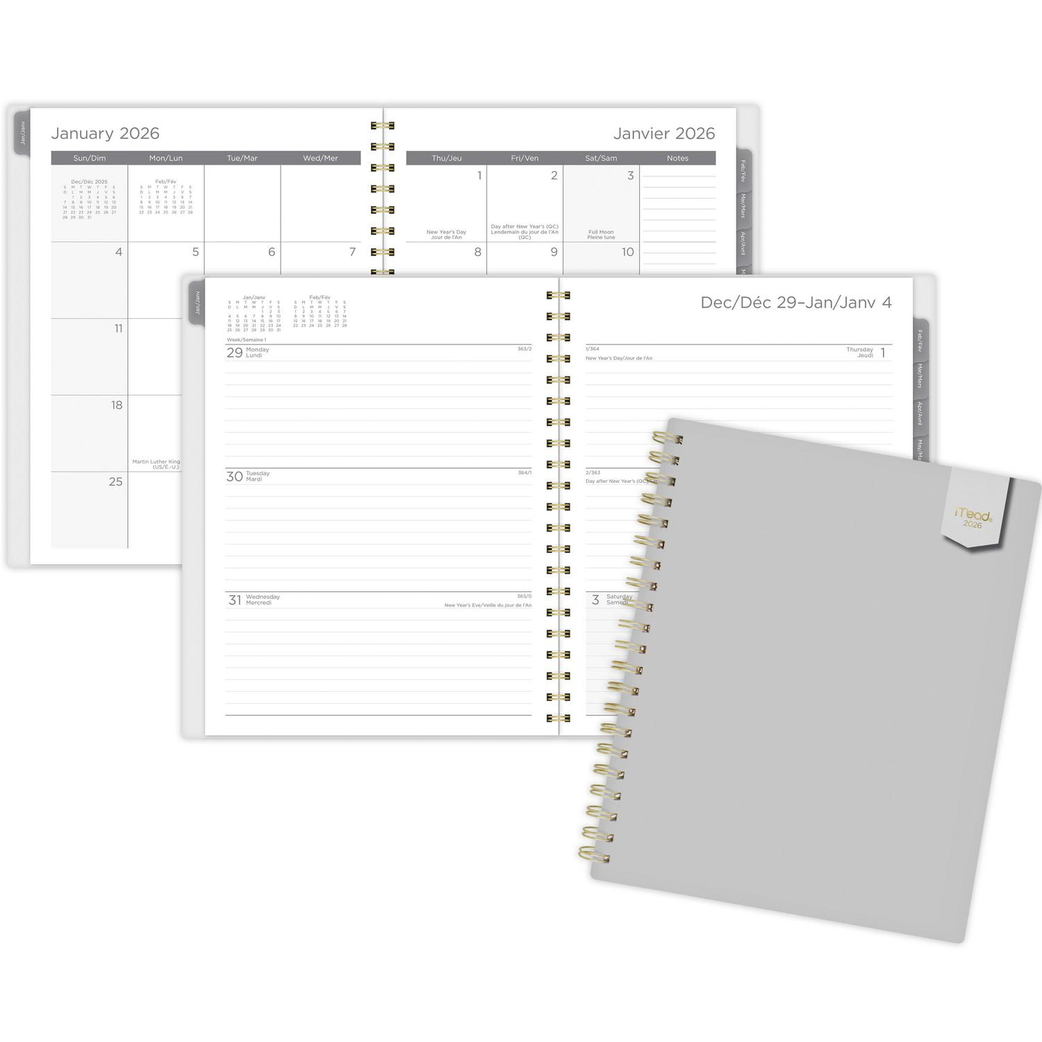 2026 Mead® Glacier Grey Large Weekly Planner