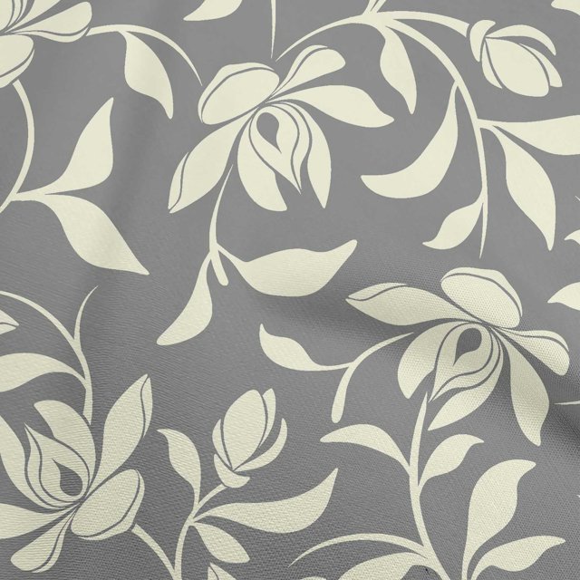 oneOone Silk Tabby Gray Fabric Floral Magnolia Craft Projects Decor Fabric Printed By The Yard 42 Inch Wide