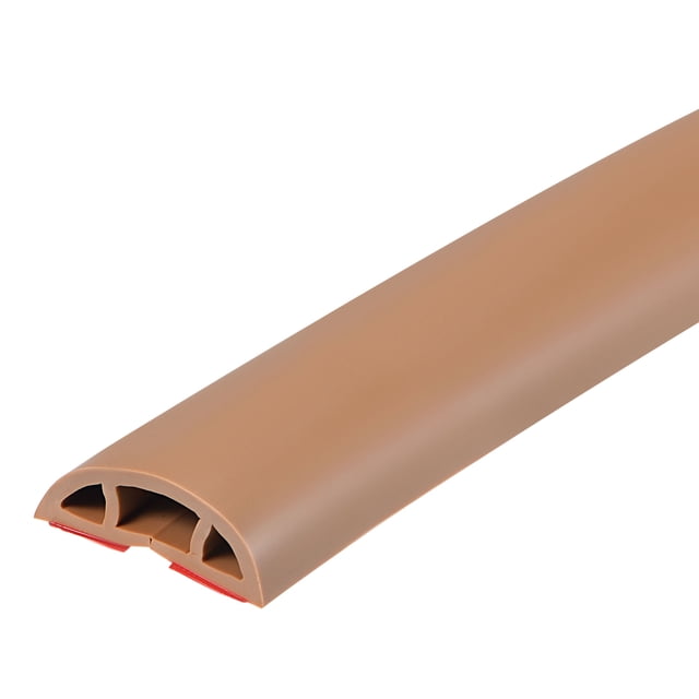 Uxcell 6.6ft Floor Cord Cover Cable Protector 0.4" W x 0.24" H Cable Management Light Brown