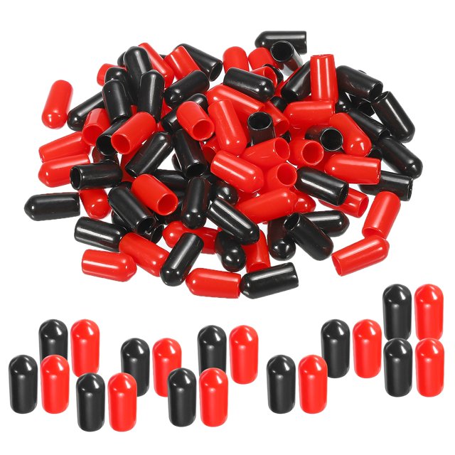 Unique Bargains 100pcs Rubber End Caps Cover Assortment 6mm Screw Thread Protector for Screw Bolt Black Red
