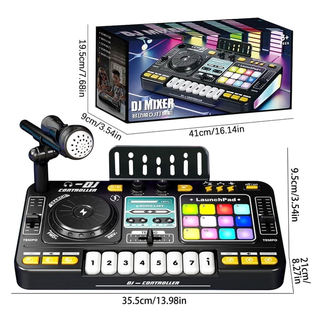 Music Player with Bluetooth,Multi-Functional Dj Disc Player Bluetooth Light Music Percussion Electronic Piano Childrens Musical Instruments Toys