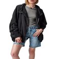 thumbnail image 1 of Vestes à Capuche Amples pour Femmes Couleur Unie Manches Longues Automne, 1 of 5