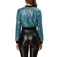 thumbnail image 3 of INSPIRE CHIC Blouson Bomber Court Métallisé à Manches Longues à Col Montant avec Fermeture Éclair pour Femme P Bleu, 3 of 6