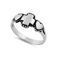 thumbnail image 1 of 925 Sterling Silver Oxidized Platinum Plated Double Cross Heart Women Ring, 1 of 2