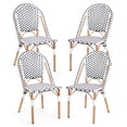 thumbnail image 1 of Gymax French Bistro Chair Set of 4 w/ Hand-woven Rattan Galvanized Metal Frame Outdoor, 1 of 9