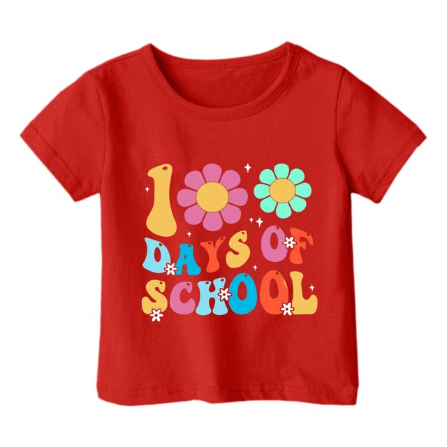 FhsagQ le 7 Juillet Garçon et Fille Mode Décontractée Imprimé Col Rond Ample Manche Courte T-Shirt Haut Fille Printemps le 7 Juillet T-Shirts Taille 6 Moins de 10 Petites Filles T-Shirts 4T-5T Pâques Rouge 12-13 Ans