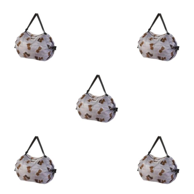 Transemion Waterproof Foldable Storage Bag For All Travel Needs Space-saving Beach Bag Brown puppy 5Set