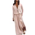 thumbnail image 2 of Gspmoly Robes pour Femmes Grande Taille, Robe Décontractée pour Femmes à Taille Élastique à Manches Longues avec Fermeture Éclair, Robe Pure à Col en V, Offres de Robes de Cocktail, 2 of 6