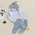 thumbnail image 3 of Baby Clothes Set  Romper with Long Sleeve Striped Pants and Hat, 3 of 9