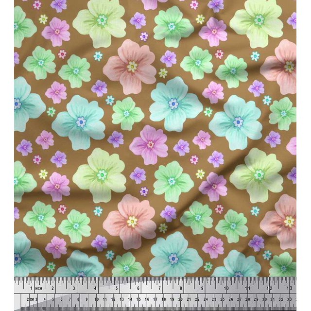 Soimoi Rayon Fabric Artistic Floral Decor Fabric Printed Yard 42 Inch Wide