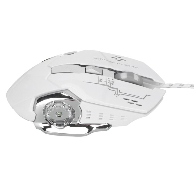 Gamer Mouse, Gaming Mouse Wired Ergonomic Streamline Design Drive Free for Home for Office White,
