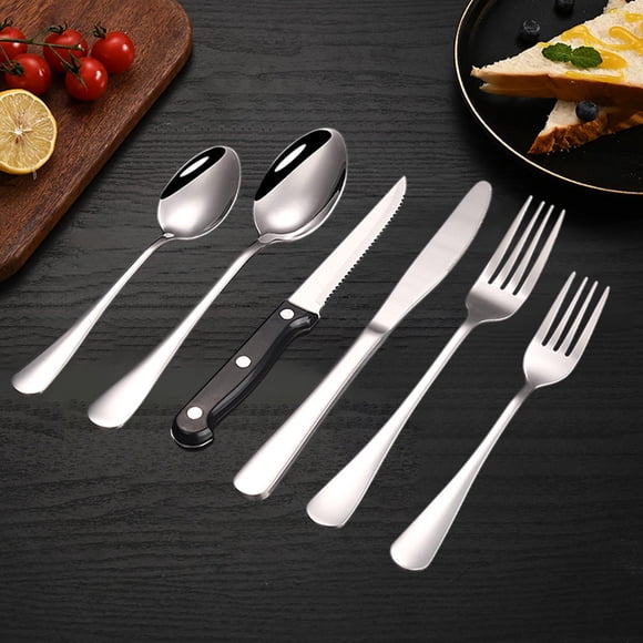 Stainless Steel Cutlery Set, Elegant 6-Piece Knife, Fork & Spoon Set, Silver/Rose/Black/Multicolor, Durable Dining Utensils for Home Kitchen & Dining, Complete Cutlery for Special Occasions