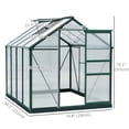 thumbnail image 3 of Outsunny 6' x 8' x 6.6' Aluminum Polycarbonate Walk-In Garden Greenhouse, 3 of 10