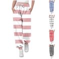thumbnail image 1 of MKOSPLRT Sweatpants for Girl Striped Activewear Joggers High Waist Drawstring Color Block Sweat Pants Lightweight Wide Leg Pants with Pocket, 1 of 8