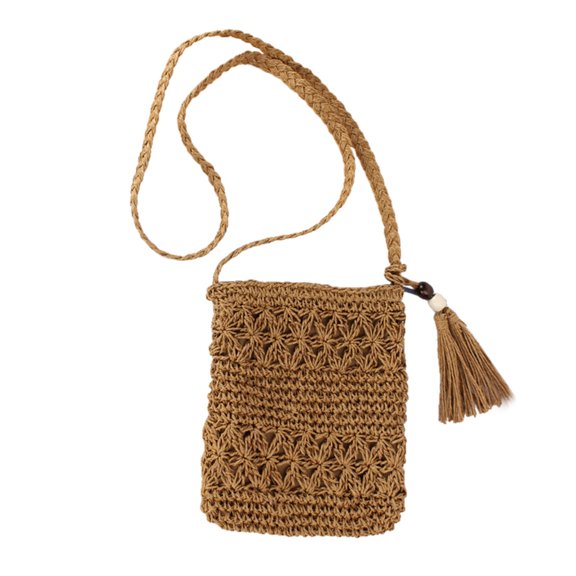 Hearth & Gear Sac Messager d'Épaule en Paille Tressée pour Femmes de Plage avec Pompon Boho Ajouré Crochet Sac Bandoulière Sac à Main Macramé Sac Organisateur de Chargement Sacs de Compression pour Valises