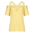 thumbnail image 4 of Dealovy Hauts Grande Taille pour Femmes Épaules Dénudées Col Rond Tunique Manches Courtes Blouses Décontractées Unies, 4 of 7