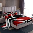 thumbnail image 1 of Erosebridal Black Red Gray Circle Sheet Set Full, Abstract Striped Line Bedding Sets Full Size 4 Pieces, 1 of 7