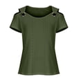 thumbnail image 4 of Yuyuzo Hauts d'Été à Épaules Dénudées pour Femmes Chemises à Manches Courtes à Illets Col Rond Blouses Décontractées Amples, 4 of 6
