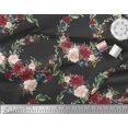 thumbnail image 3 of Soimoi Black Silk Fabric Ranunculus & Penoy Floral Print Print Fabric By the Yard 44 Inch Wide, 3 of 3